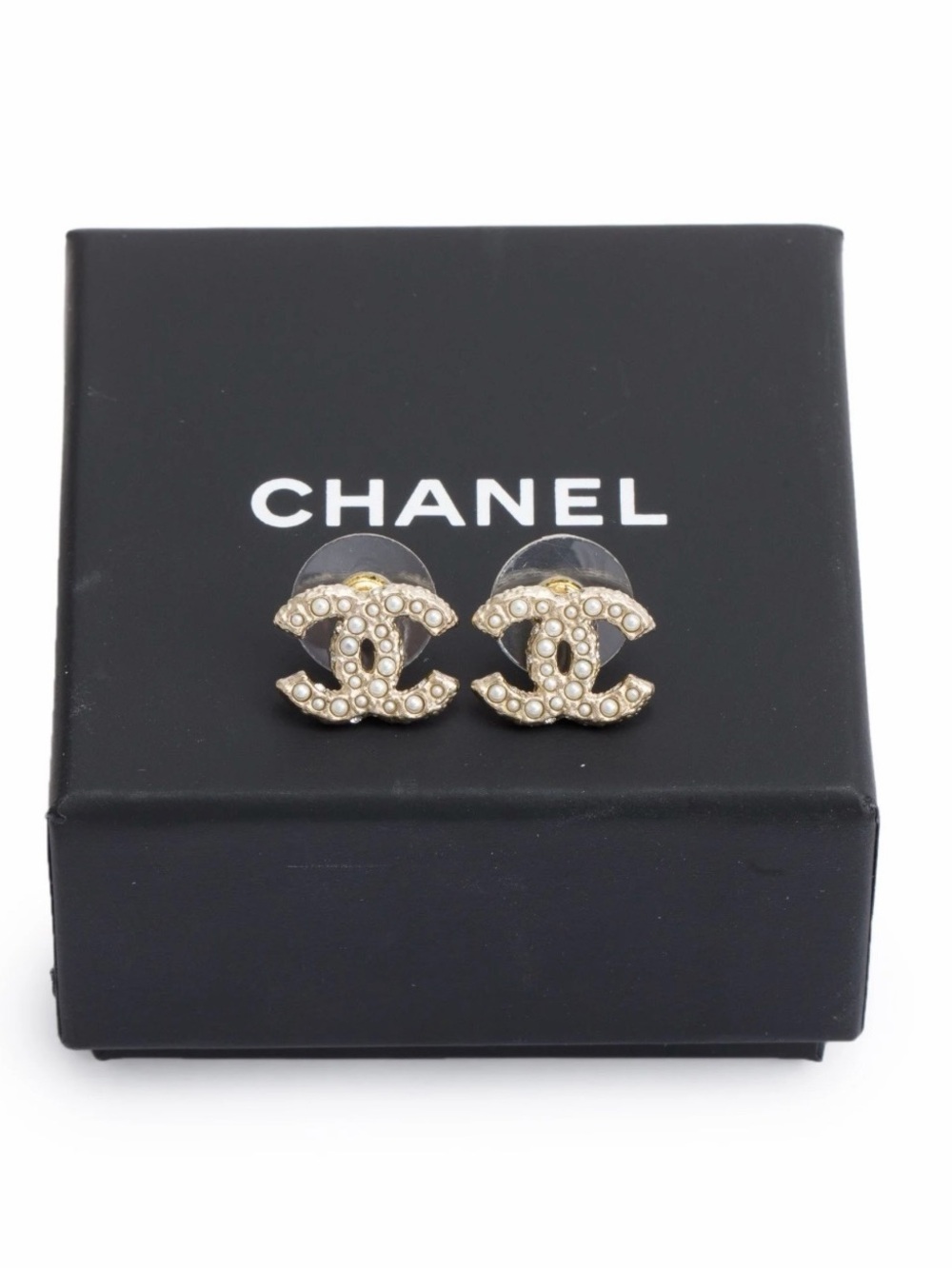 Chanel Pearl CC Logo Stud Earrings